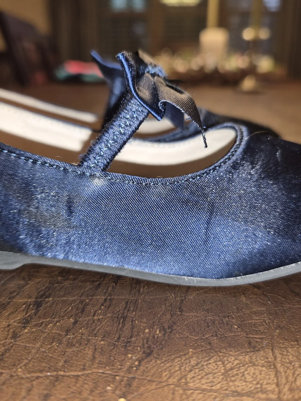 Dream Pairs Navy Velvet Mary Jane Shoes for Toddlers Ballerina Bow Flats Sz 7